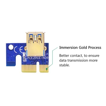 CHIPAL Zlaté 60 CM VER009S PCI-E Stúpačky Karty PCIE 1X až 16X Extender Dual LED Indikátor + Kábel USB 3.0 / 6Pin Kábel Napájania