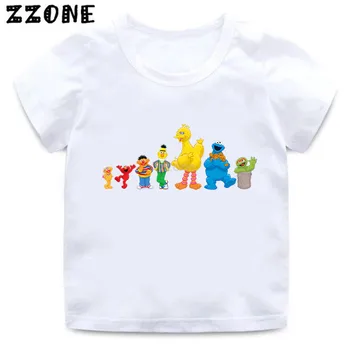 Chlapci a Dievčatá Sesame Street Cartoon Print T shirt Deti Cookie Monster a Elmo Zábavné Oblečenie, Detské Letné T-shirt,HKP5255