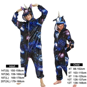 Chlapci Dievčatá Kigurumi Pajama Sady Panda Jednorožec Pyžamá Pre Ženy Pijimas Onesie Dospelých Zvierat Sleepwear Zime Teplé Deti Pyžamá