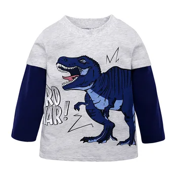 Chlapci Dlhý Rukáv T Shirt 2019 Cartoon Dinosaura Deti Deti Chlapcov Topy Tees Tričko bavlna Batoľa Tričko Pre chlapca, oblečenie 2-8Year