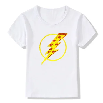 Chlapci T-shirts Dievčatá T-shirts Deti Lightning Pizza Tlač Lete Voľný čas v Pohode Kolo-neck T-shirt Detské Oblečenie Dievčatá Chlapci T-shirts