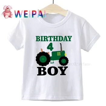 Chlapci v Pohode Auto 1-9 Narodeniny Číslo Print T Shirt Deti Narodeniny Chlapec T-shirts Boy&Girl Vtipný Darček Tričko Súčasnej Rodiny Oblečenie