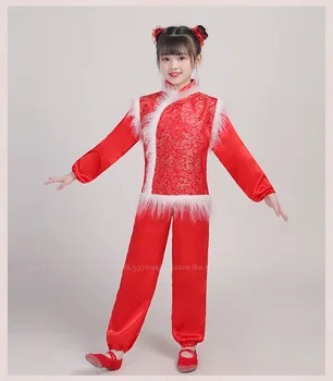 Chlapec Dievča Tradičnej Čínskej Hanfu Tang Vyhovovali Deťom Nový Rok Festival Oblečenie Červená Tanečných Kostýmov, Deti Kung Fu Jednotné Nastavenie Strany