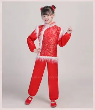 Chlapec Dievča Tradičnej Čínskej Hanfu Tang Vyhovovali Deťom Nový Rok Festival Oblečenie Červená Tanečných Kostýmov, Deti Kung Fu Jednotné Nastavenie Strany