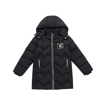 Chlapčenské zimné bavlna kabát kórejských detí pribrala strednej dĺžky K-označené bavlna kabát zimná bunda pre chlapca Vlnité prešívaný s kapucňou