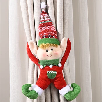 Christmas Elf Snehuliak Opony Pracky Bábika Dekor Santa Ornament Vianočná Výzdoba Pre Domáce Vianočný Darček Nový Rok Okno Dekor