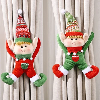 Christmas Elf Snehuliak Opony Pracky Bábika Dekor Santa Ornament Vianočná Výzdoba Pre Domáce Vianočný Darček Nový Rok Okno Dekor