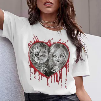 Chucky Horor Žena T-shirt t Módne tričko žena Harajuku estetika Tees Topy Ženy Ullzang Krátke Rukáv Tričko