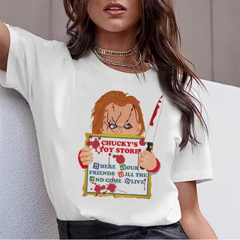 Chucky Horor Žena T-shirt t Módne tričko žena Harajuku estetika Tees Topy Ženy Ullzang Krátke Rukáv Tričko