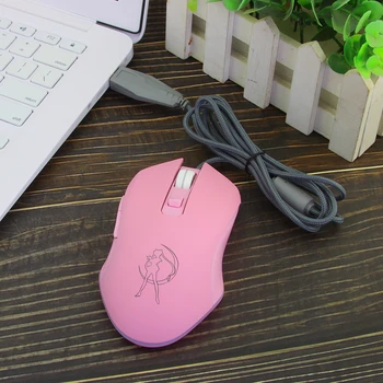 CHUYI Ružová Káblové Počítačová Myš S Farebné Podsvietenie Roztomilý USB Optická Drôtová Myš 3200 DPI Dievčatá PC Notebook Myši Pre Dieťa Dary