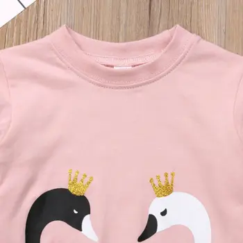 Citgeett Swan, Detské Oblečenie Dievčat Top Ružové tričko+Nohavice Prekladané Nastaviť Batoľa Jeseň Oblečenie Tepláková súprava Nastaviť