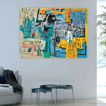 Citon Jean Michel Basquiat《Vtákov Na Peniaze》Graffiti Art Plátno Olejomaľba Umelecké Dekoratívne Obrázok Na Stenu Dekor Domáce Dekorácie