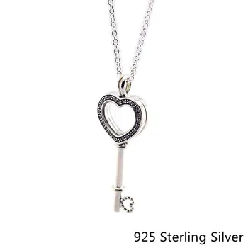 CKK 925 Sterling Silver Plávajúce Medailón Srdce Tlačidlo Náhrdelník Prívesky, Sapphire Crystal Originálne Šperky Robiť
