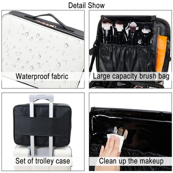 Clapboard Kozmetická Taška Kožené Profesionálny Make-Up Okno Veľkokapacitný Úložný Kabelka Cestovné Vložiť Toaletná Make-Up Kufor