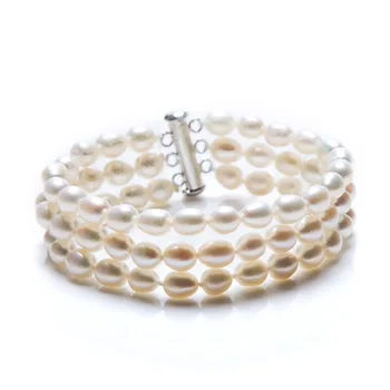 Classic black 40 cm 3-vrstvový ženy pearl choker náhrdelník so 6-7mm kolo prírodné sladkovodné perly pre ženy svadobný dar 2019