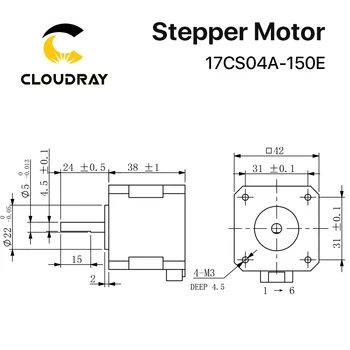 Cloudray Nema 17 Stepper Motor 38mm 40Ncm 1,5 A 2 Fázy Stepper Motor pre CNC 3D tlačiarne Gravírovanie Frézovanie Stroj