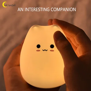 Cmoonfall cute cat led nočné osvetlenie lamparas lampki nocne pre spálne lampada inteligente de mesa anime svetlo dieťa nočné lampy