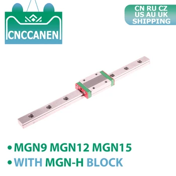 CNC 3D Tlačiarne MGN9 MGN12 MGN15 Miniatúrne Lineárne Železničnej List 100 - 1000mm MGN Lineárne Príručka + MGN9H MGN12H MGN15H Prepravu Blok