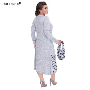 COCOEPPS Plus Veľkosť Jeseň Ženy Šaty 2020 Zime Veľké Veľkosti Voľné Šaty Žena Veľká Veľkosť Dlhé Šaty 5XL Ženy Ležérne Oblečenie