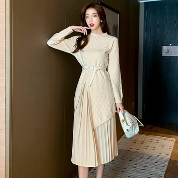 COIGARSAM Pletenie Ženy jednodielne šaty kórejský Nové Šaty, Oranžová, Ružová, Čierna, Svetlo Zelená Marhuľový 2020