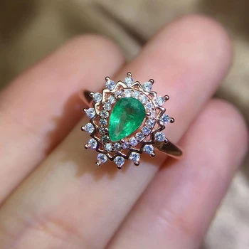 CoLife Šperky Originálne Emerald Krúžok pre Zapojenie 4*6mm Prírodné Emerald Strieborný Prsteň 925 Silver Emerald Šperky