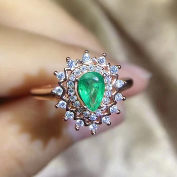 CoLife Šperky Originálne Emerald Krúžok pre Zapojenie 4*6mm Prírodné Emerald Strieborný Prsteň 925 Silver Emerald Šperky