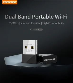 Comfast 650Mbs USB Wireless 2.4 G&5G Wifi Adaptér vysokorýchlostné Sieťové Karty RTL8811 Dual Band 802.11 AC Anténa Pre Notebook Ploche