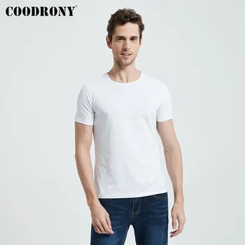 COODRONY Letné Krátke Sleeve T Shirt Mužov Classic Pure Color O tvaru Dna T-Shirt Mužov Oblečenie Bavlnené Tričko Tričko Homme C5017S