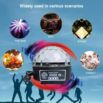 Cool 9 Farba Crystal, Magic Ball Led Fáze Lampa Disco Laserové Svetlo Strany, Svetlá Zvuk, Diaľkové Ovládanie RGB LED Disco Svetlo KTV
