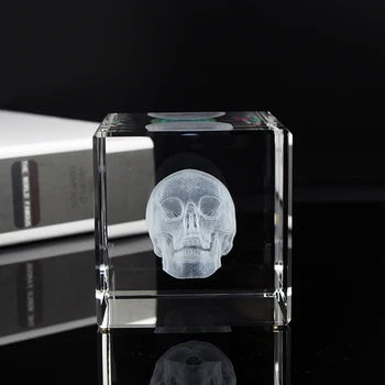 Cool Dizajn Ľudských Oregans Lebky Srdci Crystal 3D Laserové Kocka Paperweight Lekár Dary
