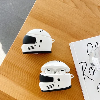Cool Motocyklové Prilby 3D Prípade AirPods 1 2 Pro Chaging Box Mäkké Silikónové Bezdrôtové Bluetooth Slúchadlá Ochranný Kryt Coque