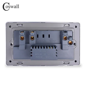 COSWALL 13A UK Štandard Switched 2 Zásuvky USB Nabíjanie Port Pre Mobilné Výstup 2.1 Sieťovej Zásuvky Krištáľové Sklo Panel Čierny Rytier
