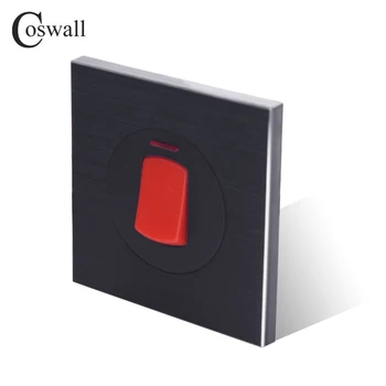 Coswall 20A DP Switch S Neon Pre Ohrievač Vody Dvojité Pól Elektrické Nástenné klimatizačné zariadenie Prepnite Čierny Hliníkový Kovový Panel