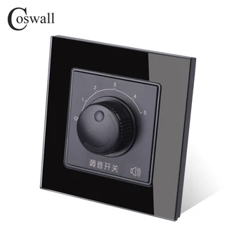 COSWALL 5 Gears Nastavenie Hlasitosti Stenu Ladenie Switch S Požiarnej Krištáľové Sklo Panel C1 Série Black White Gold