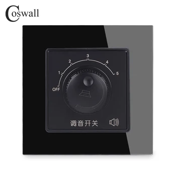COSWALL 5 Gears Nastavenie Hlasitosti Stenu Ladenie Switch S Požiarnej Krištáľové Sklo Panel C1 Série Black White Gold
