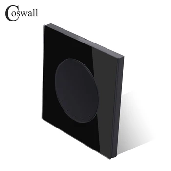 Coswall Black Crystal Sklenený Panel 1 Gang 3 Spôsob Crossover Conmutador Stredne Light Switch Okrúhle Tlačidlo Na Stenu Interruptor
