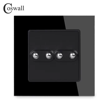 Coswall Jednoduché Módy Crystal Tvrdené Sklo Rám 4 Gang 1 Spôsob Prepínač Light Switch On / Off vypínač 16A 250V AC