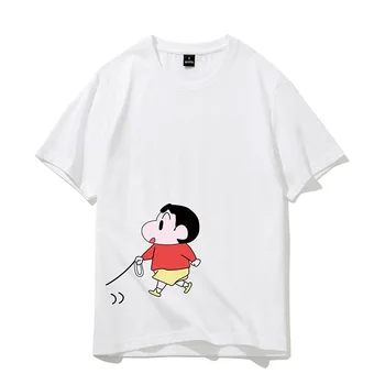 Crayon Shin Chan Krátky Rukáv Páry Harajuku Anime Biele Tričko Zábavné Bavlna T-shirt Kawaii Oblečenie Tričko Fashion Voľné Čaj