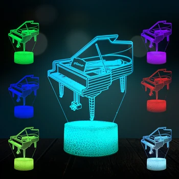 Creative Music Hudobné nástroje, Klavír 3D Lampa LED USB Náladu Nočné Svetlo Multicolor Spínač, Dotknite Diaľkové Luminaria Zmena Tabuľky