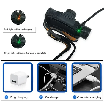 Cree xm l2 led svetlomet USB svetlometu 18650 nabíjateľná batéria pochodeň Hlavu baterka ed vedúci svetlo nepremokavé camping svetlo T6