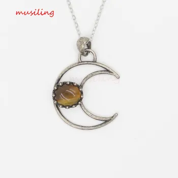 Crescent Moon Veľkoobchod šperkov Crystal Quartz Prívesky Kyvadlo Prírodného Kameňa Reiki Charms Módne Šperky Pre Ženy