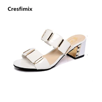 Cresfimix sandalias de mujer ženy móda 6typ vysokým podpätkom pošmyknúť na sandále lady sexy party biele sandále roztomilý letné sandále a2341