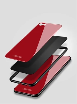 Crouch sklo puzdro pre iPhone 6s Prípade Silikónové Tvrdené Sklo puzdro pre iphone 6 Plus Logo Odhalila pre Apple Čierny Zadný Kryt