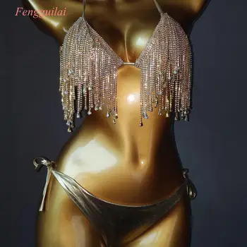 Crystal Bikini Luxusné Drahokamu Plavky 2020 Najnovšie Strapce Plavky Vysokej Kvality Triangel Bikini Set Pláž Nosiť Plavky
