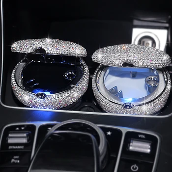 Crystal Kamienkami Auto Popolníka Na Prenosné Držiak Kovové Led Diamond Auto Popolníky Vysokej Triedy Dary