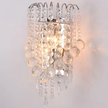 Crystal Nástenné Svietidlo,Strieborný iving izba spálňa lampy, Nočné uličky osvetlenie Crystal nástenné svietidlo Jednoduché Európskej moderné 2020 Hot Predaj