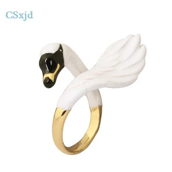 CSxjd Medi dizajn Zlatá farba Krúžky Luxusné nádherné Roztomilý zvierat smalt krúžky módne nadsázka krúžok