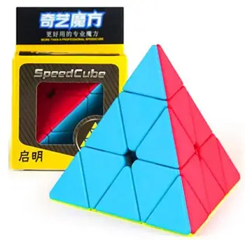CuberSpeed QiYi Qiming Pyraminxed Stickerless Magic Cube MoFangGe Qiming Pyramídy Stickerless Rýchlosť želé Kocky