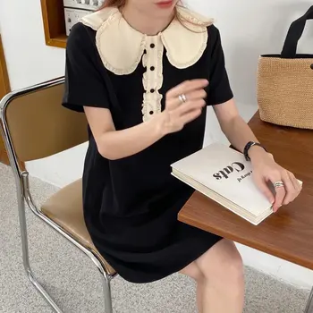 Cudzie Kitty Volánikmi Šifón Elegantné Farby-Hit Sladké Sexy Šaty Žien 2020 Nové Letné Čierne Voľné Hepburn Mini Šaty Vestidos