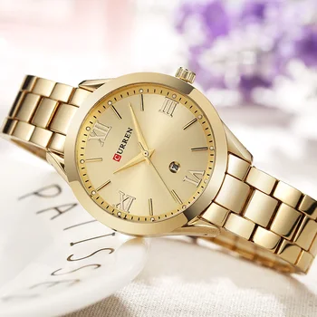 CURREN Top Luxusné Značky Ženy Quartz Hodinky Dámske náramkové hodinky Zobrazenie Dátumu Šaty Žena Hodiny montre femme reloj mujer